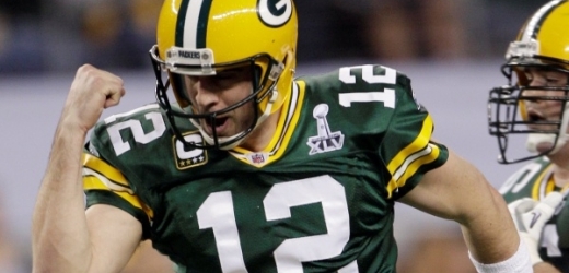 Aaron Rodgers z vítězného týmu Green Bay Packers.