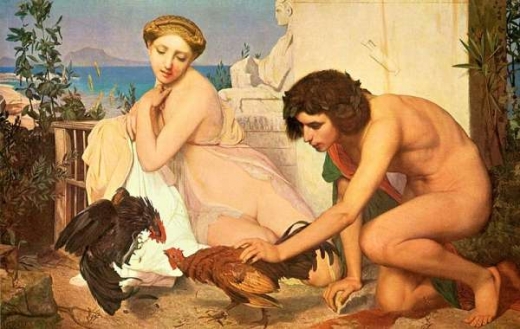 Kohoutí zápasy. Olejomalba. Jean-Léon Gérôme (1824–1904