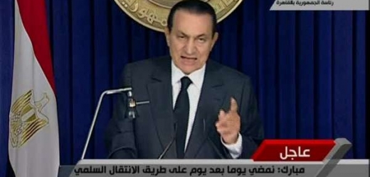 Mubarak hovoří k národu 10. února 2011.