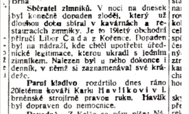 Lidové noviny z 27. února 1911. Domácí černá kronika. 