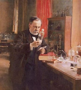 Objevitel očkování proti vzteklině Louis Pasteur ve své laboratoři.