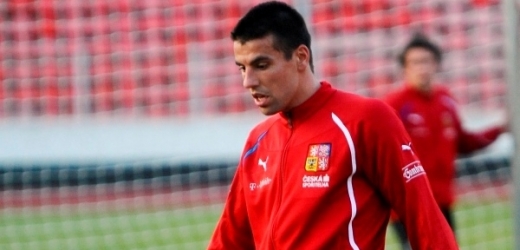 Milan Baroš na reprezentačním tréninku.