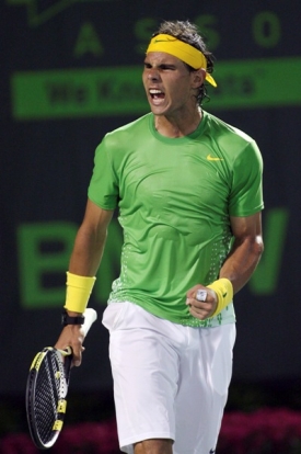 Rafael Nadal se raduje z vítězství nad Tomášem Berdychem.