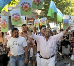 Demonstrace Romů v Madridu.