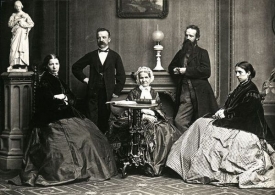 Josef Hlávka s rodinou – matkou, sestrou Matyldou, bratrem Antonínem a první chotí Marií.