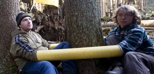 Aktivisté se přivázali ke stromům pomocí řetězů.