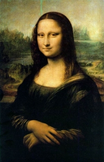 Ano, je to slavná Mona Lisa od Leonarda da Vinci.