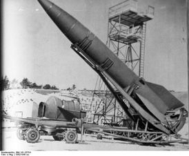 Test rakety V2 v Peenemünde, 1942.