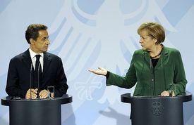 Německá kancléřka Angela Merkelová a francouzský prezident Nicolas Sakorzy.