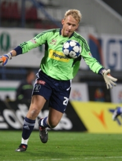 Brankář Olomouce Zlámal v zápase s Příbramí inkasoval čtyřikrát.