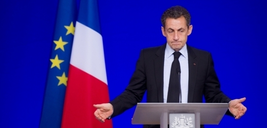 Francouzský prezident Nicolas Sarkozy na tiskové konferenci.