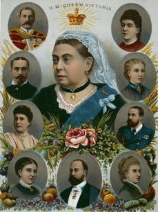 Královna Viktorie s potomky.
