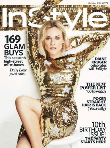 Redakce časopisu InStyle vsadila na pozlátko a oblékla do něj název magazínu i půvabnou Diane Krugerovou. 