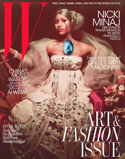 Raperka a textařka z New Yorku Nicki Minaj zapózovala pro magazín W v šatech ve stylu předminulého století.