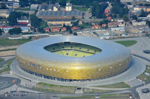 Zlatý stadion v Gdaňsku.