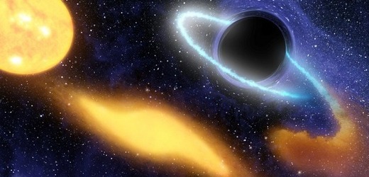 V kvasarech září hmota strhávaná do černé díry. Jakmile ale překročí horizont událostí, potemní.