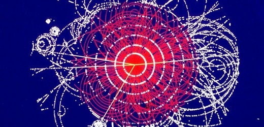 Simulace srážky, při níž vznikl (a okamžitě zase zanikl) Higgsův boson.