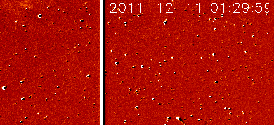 Kometa C/2011 W3 (Lovejoy) na nočním nebi.