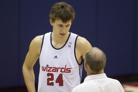 Talentovaný basketbalista Jan Veselý na tréninku Wizards.