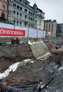 Vrak lodi nalezený v historickém centru Stockholmu.