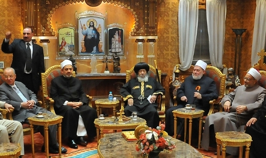 Vánoční setkání koptského papeže s muslimskými představiteli.
