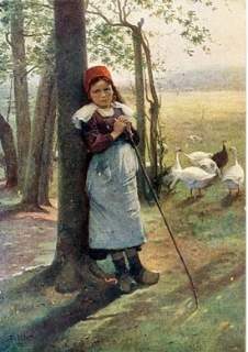 Brožíkův obraz Pasačka z roku 1912. Toho roku se leden příliš nelišil od března či dubna.