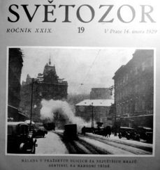 Zima v Praze, 1929, titulní strana Světozoru z 19. února.