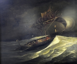 Loď Vikingů, jeden z obrazů ze sbírky Adolfa Hitlera.