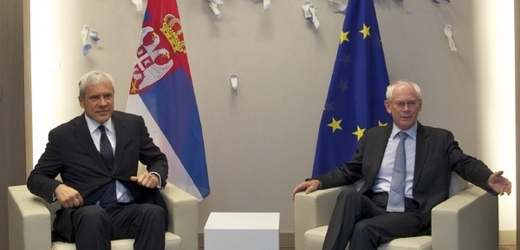 Předseda Evropské rady Herman van Rompuy se srbským prezidentem Borisem Tadičem.