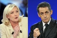 Slovníkem Le Penové (vlevo) se v posledních týdnech inspiroval i sám Sarkozy.