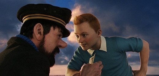 Tintinovým společníkem ve filmu je věčně podnapilý kapitán Haddock.