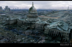 Hlavní město po jaderné válce je třeba dějištěm počítačové hry Fallout 3.