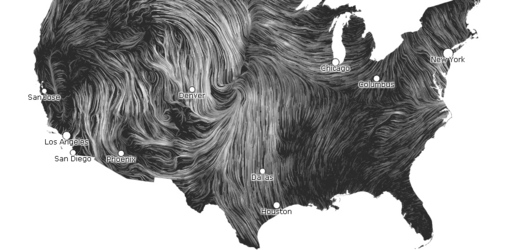 "Větrná mapa" Spojených států. Kde a odkud zrovna fouká?