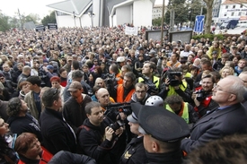 Demonstranti v Břeclavi.