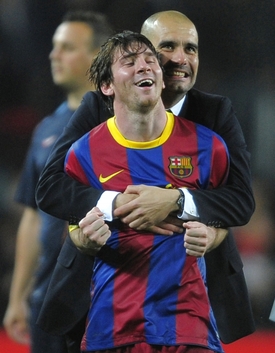 Guardiola se svou fotbalovou hvězdou Lionelem Messim.