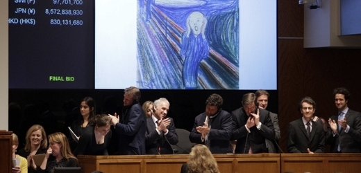 Obraz norského malíře Edvarda Muncha Výkřik se prodal za 2,3 miliardy korun.