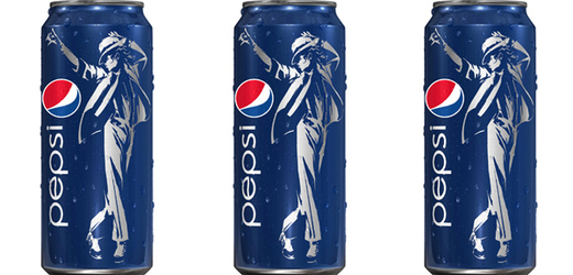 Michael Jackson na plechovkách Pepsi.