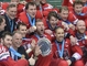 Český hokejový tým byl  z bronzových medailí radostí bez sebe. (Foto: Michal Doležal/ČTK)