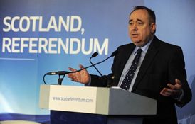 První ministr Skotska Alex Salmond agituje za referendum o nezávislosti.