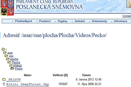 Na serveru se nacházel i adresář PECKO se souborem s dosti výmluvným názvem.