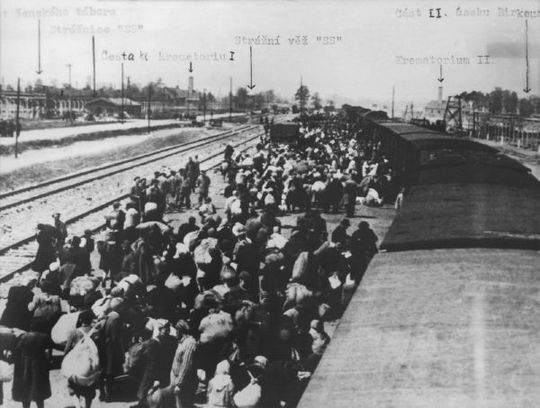 Deportace maďarských Židů do Osvětimi.