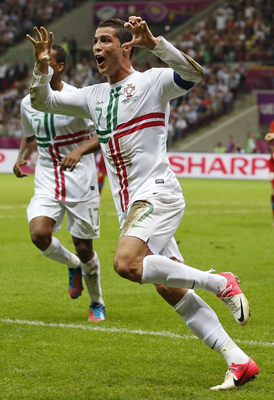 Cristiano Ronaldo se raduje ze vstřeleného gólu.