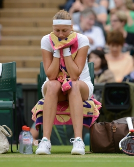 Petra Kvitová zklamaná po vypadnutí z Wimbledonu.