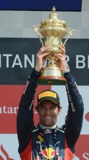 Vítěz Velké ceny v Silverstonu Mark Webber.