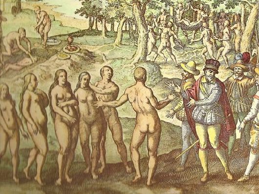 Amerigo Vespucci roku 1497 v dnešním Hondurasu.