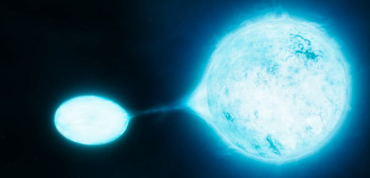 Upíří hvězda nasává čerstvý vodík z hmotnější složky dvojhvězdy. 