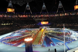 Závěrečný ceremoniál na olympijském stadionu v Londýně.