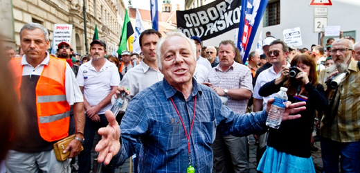 Bohumír Dufek při loňské demonstraci odborů.