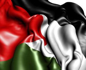 Palestinská vlajka. 