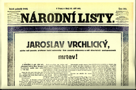 Zpráva o smrti Jaroslava Vrchlického v Národních listech.